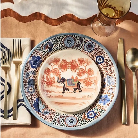 Anthropologie Plates Set of Four Decaled Stoneware New In Box - Picture 4 of 10